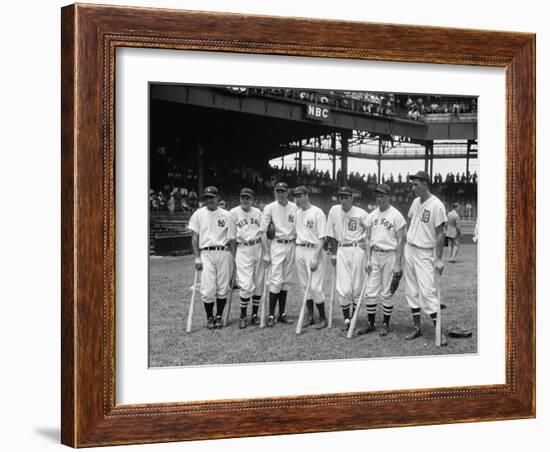 American League Baseball Greats in the Line-Up of the 5th All-Star Game Played on July 7, 1937-null-Framed Photo