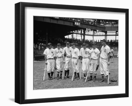 American League Baseball Greats in the Line-Up of the 5th All-Star Game Played on July 7, 1937-null-Framed Photo