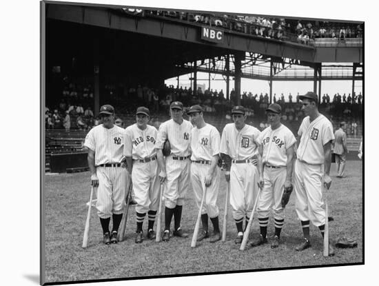 American League Baseball Greats in the Line-Up of the 5th All-Star Game Played on July 7, 1937-null-Mounted Photo