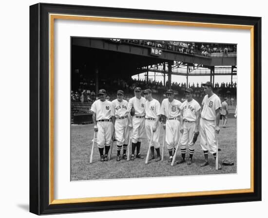 American League Baseball Greats in the Line-Up of the 5th All-Star Game Played on July 7, 1937-null-Framed Photo