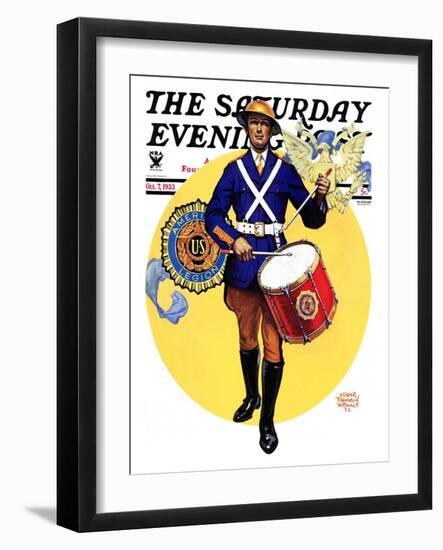 "American Legion Drummer," Saturday Evening Post Cover, October 7, 1933-Edgar Franklin Wittmack-Framed Giclee Print