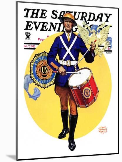 "American Legion Drummer," Saturday Evening Post Cover, October 7, 1933-Edgar Franklin Wittmack-Mounted Giclee Print