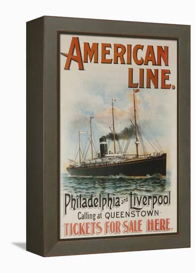 American Line Philadelphia and Liverpool Cruise Line Travel Poster-null-Framed Premier Image Canvas