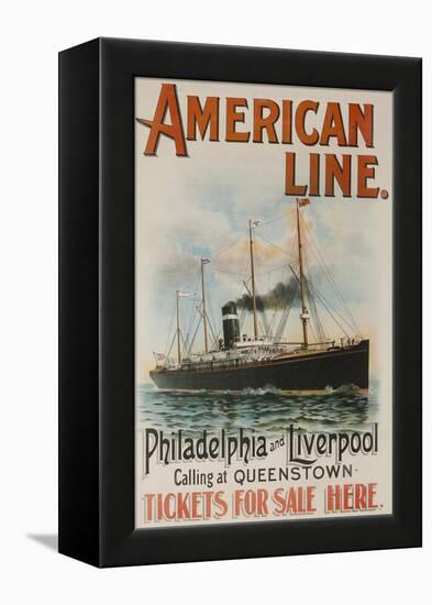 American Line Philadelphia and Liverpool Cruise Line Travel Poster-null-Framed Premier Image Canvas