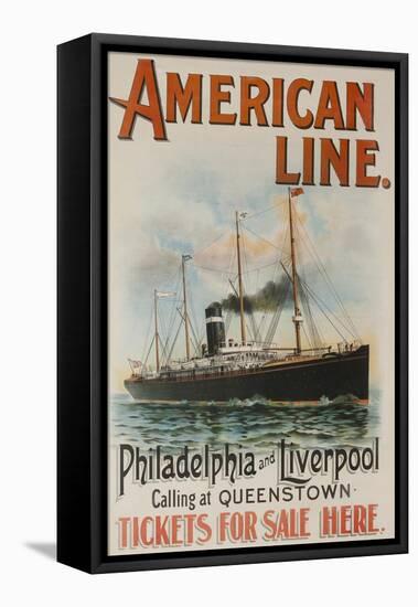 American Line Philadelphia and Liverpool Cruise Line Travel Poster-null-Framed Premier Image Canvas