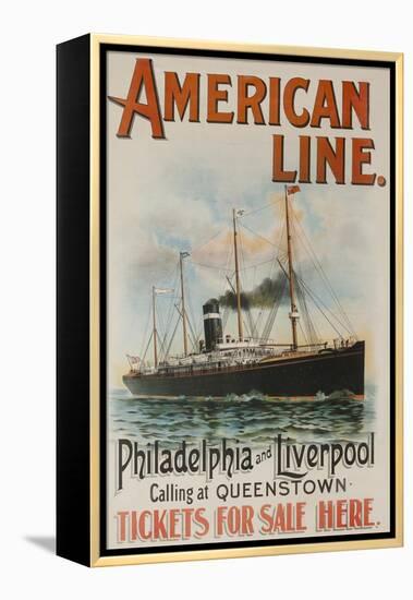 American Line Philadelphia and Liverpool Cruise Line Travel Poster-null-Framed Premier Image Canvas