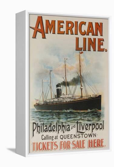 American Line Philadelphia and Liverpool Cruise Line Travel Poster-null-Framed Premier Image Canvas