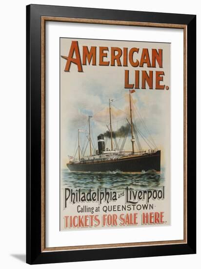 American Line Philadelphia and Liverpool Cruise Line Travel Poster-null-Framed Giclee Print