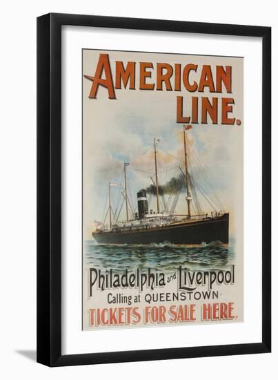 American Line Philadelphia and Liverpool Cruise Line Travel Poster-null-Framed Giclee Print