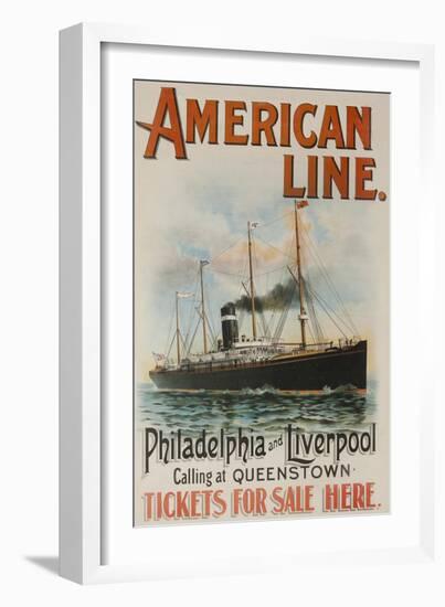 American Line Philadelphia and Liverpool Cruise Line Travel Poster-null-Framed Giclee Print