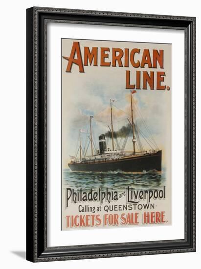 American Line Philadelphia and Liverpool Cruise Line Travel Poster-null-Framed Giclee Print