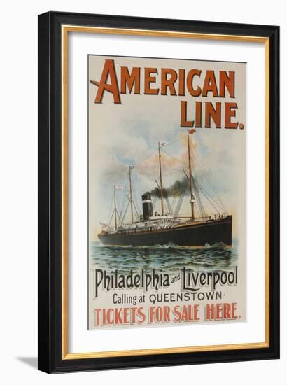 American Line Philadelphia and Liverpool Cruise Line Travel Poster-null-Framed Giclee Print