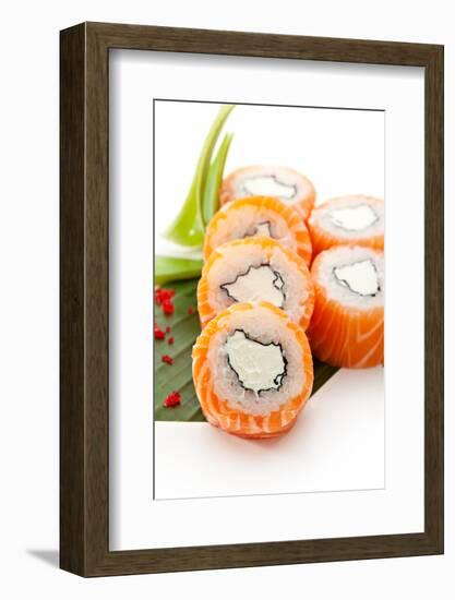 American Maki Sushi - Philadelphia Roll Made of Cream Cheese  Inside. Fresh Raw Salmon Outside-svry-Framed Photographic Print