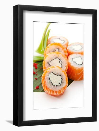 American Maki Sushi - Philadelphia Roll Made of Cream Cheese  Inside. Fresh Raw Salmon Outside-svry-Framed Photographic Print