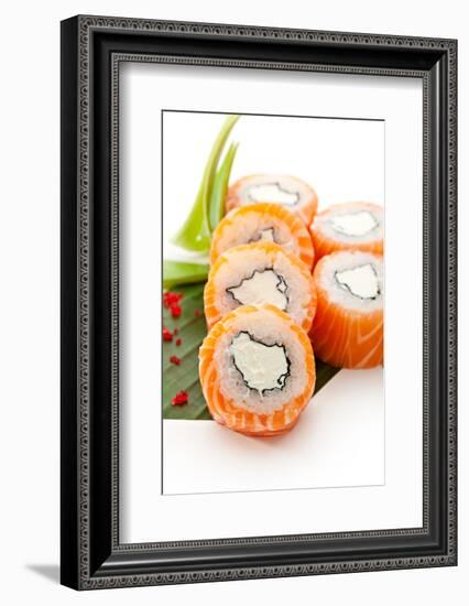 American Maki Sushi - Philadelphia Roll Made of Cream Cheese  Inside. Fresh Raw Salmon Outside-svry-Framed Photographic Print