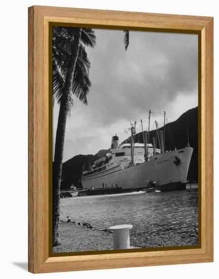 American Matson Line Cruiser "Mariposa" Arriving in Pago Pago-Carl Mydans-Framed Premier Image Canvas