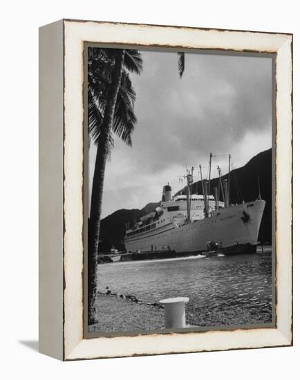 American Matson Line Cruiser "Mariposa" Arriving in Pago Pago-Carl Mydans-Framed Premier Image Canvas