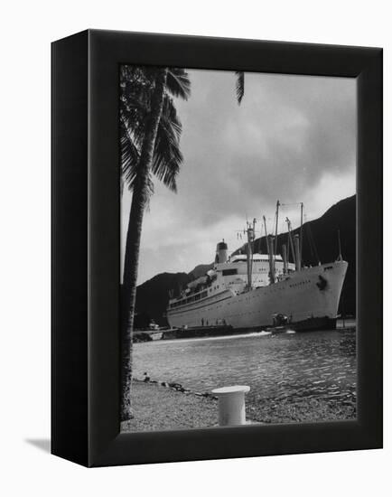 American Matson Line Cruiser "Mariposa" Arriving in Pago Pago-Carl Mydans-Framed Premier Image Canvas