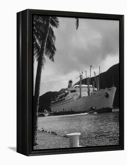 American Matson Line Cruiser "Mariposa" Arriving in Pago Pago-Carl Mydans-Framed Premier Image Canvas