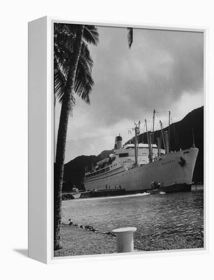 American Matson Line Cruiser "Mariposa" Arriving in Pago Pago-Carl Mydans-Framed Premier Image Canvas