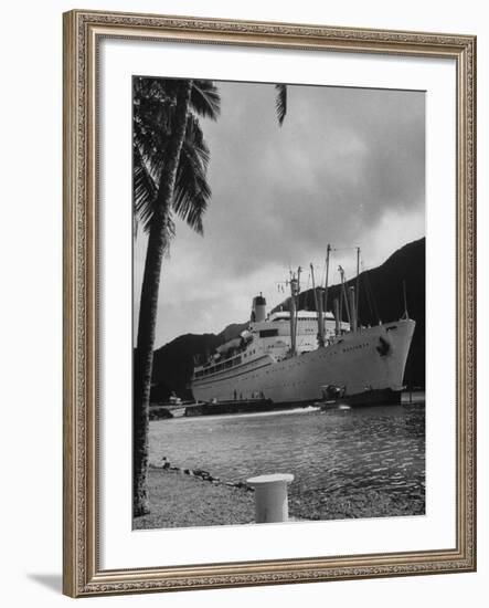 American Matson Line Cruiser "Mariposa" Arriving in Pago Pago-Carl Mydans-Framed Premium Photographic Print