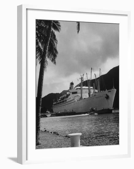 American Matson Line Cruiser "Mariposa" Arriving in Pago Pago-Carl Mydans-Framed Premium Photographic Print