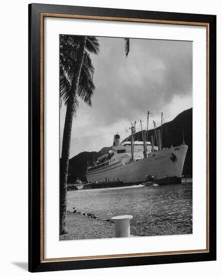 American Matson Line Cruiser "Mariposa" Arriving in Pago Pago-Carl Mydans-Framed Premium Photographic Print