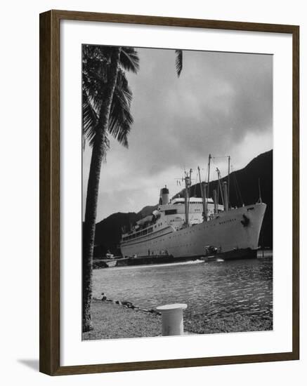 American Matson Line Cruiser "Mariposa" Arriving in Pago Pago-Carl Mydans-Framed Premium Photographic Print