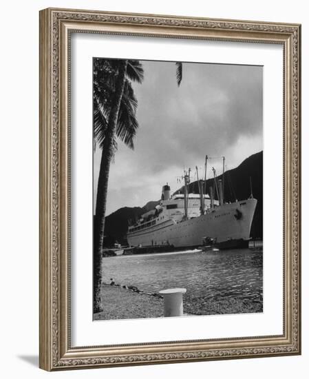 American Matson Line Cruiser "Mariposa" Arriving in Pago Pago-Carl Mydans-Framed Photographic Print