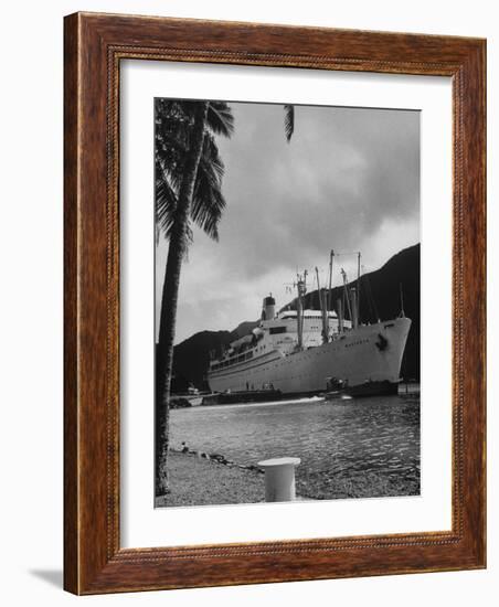 American Matson Line Cruiser "Mariposa" Arriving in Pago Pago-Carl Mydans-Framed Photographic Print