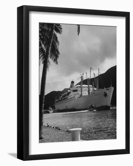 American Matson Line Cruiser "Mariposa" Arriving in Pago Pago-Carl Mydans-Framed Photographic Print