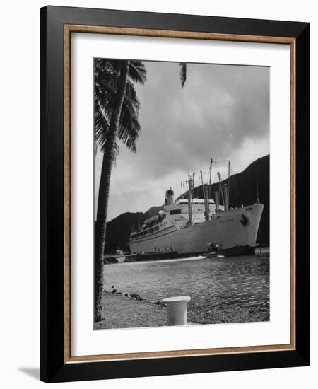 American Matson Line Cruiser "Mariposa" Arriving in Pago Pago-Carl Mydans-Framed Photographic Print