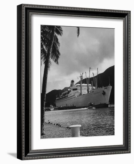 American Matson Line Cruiser "Mariposa" Arriving in Pago Pago-Carl Mydans-Framed Photographic Print