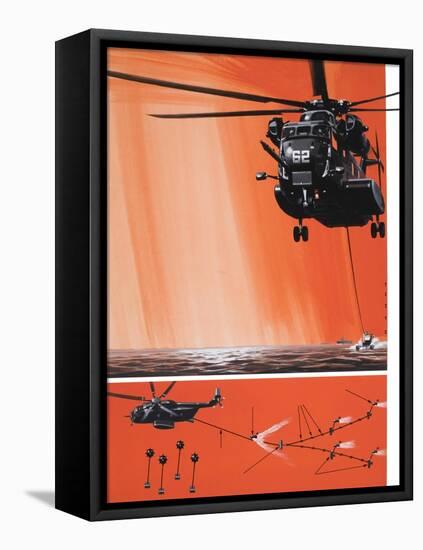 American Mine-Sweeping Helicopter-Wilf Hardy-Framed Premier Image Canvas