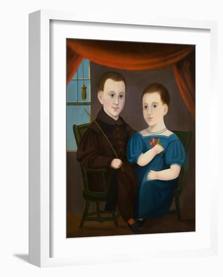 American Naive Portrait of a Boy and a Girl-Geoffrey Clements-Framed Giclee Print