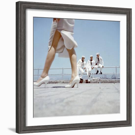 American Navy 7th Fleet Sailors on Shore Leave in Hong Kong, China, 1957-Hank Walker-Framed Photographic Print