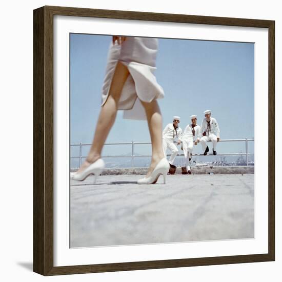 American Navy 7th Fleet Sailors on Shore Leave in Hong Kong, China, 1957-Hank Walker-Framed Photographic Print