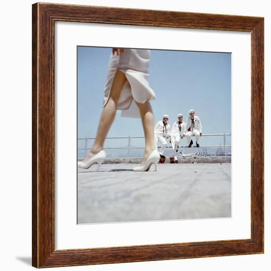 American Navy 7th Fleet Sailors on Shore Leave in Hong Kong, China, 1957-Hank Walker-Framed Photographic Print