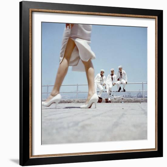 American Navy 7th Fleet Sailors on Shore Leave in Hong Kong, China, 1957-Hank Walker-Framed Photographic Print