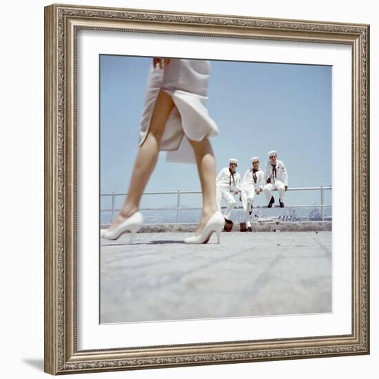 American Navy 7th Fleet Sailors on Shore Leave in Hong Kong, China, 1957-Hank Walker-Framed Photographic Print