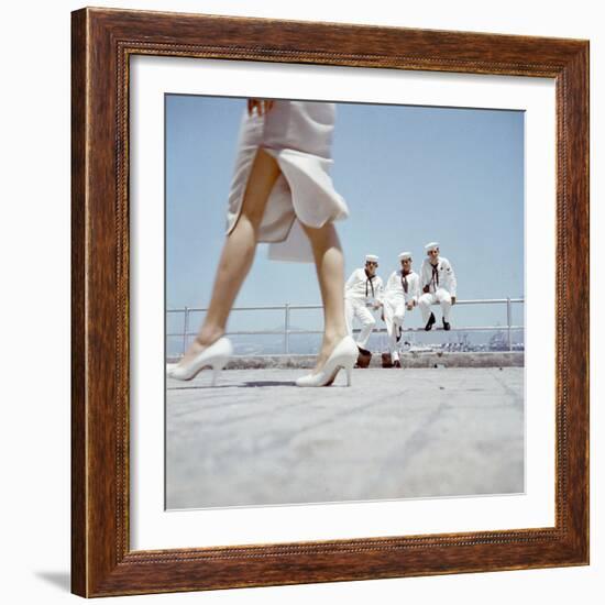 American Navy 7th Fleet Sailors on Shore Leave in Hong Kong, China, 1957-Hank Walker-Framed Photographic Print