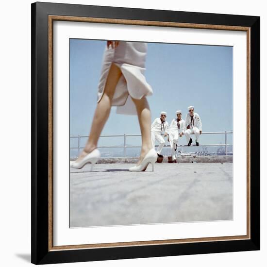 American Navy 7th Fleet Sailors on Shore Leave in Hong Kong, China, 1957-Hank Walker-Framed Photographic Print