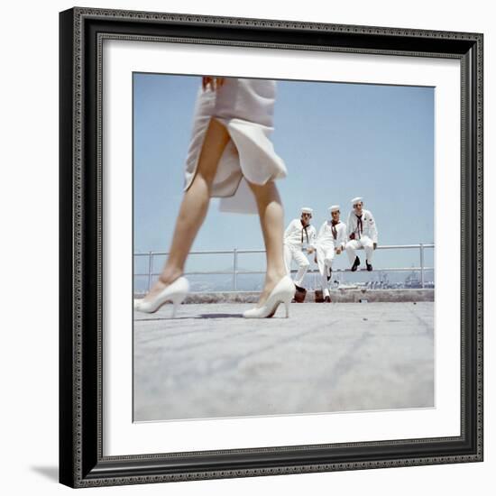 American Navy 7th Fleet Sailors on Shore Leave in Hong Kong, China, 1957-Hank Walker-Framed Photographic Print