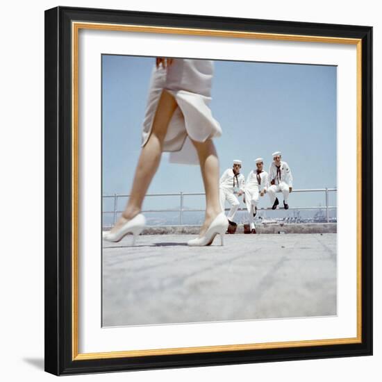 American Navy 7th Fleet Sailors on Shore Leave in Hong Kong, China, 1957-Hank Walker-Framed Photographic Print