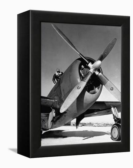 American P-47 Thunderbolt Fighter Plane and its Pilot-Dmitri Kessel-Framed Premier Image Canvas