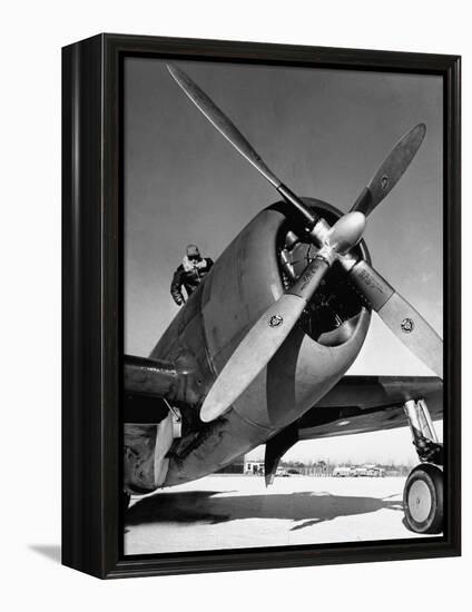 American P-47 Thunderbolt Fighter Plane and its Pilot-Dmitri Kessel-Framed Premier Image Canvas