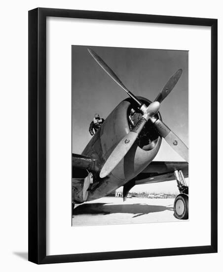 American P-47 Thunderbolt Fighter Plane and its Pilot-Dmitri Kessel-Framed Premium Photographic Print