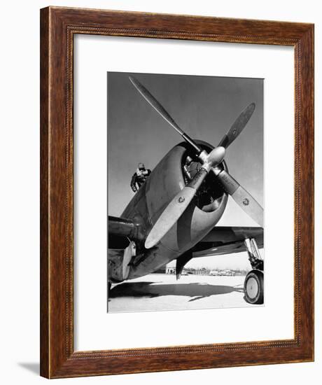 American P-47 Thunderbolt Fighter Plane and its Pilot-Dmitri Kessel-Framed Premium Photographic Print