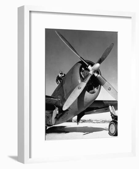 American P-47 Thunderbolt Fighter Plane and its Pilot-Dmitri Kessel-Framed Premium Photographic Print
