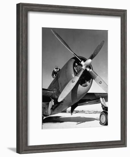 American P-47 Thunderbolt Fighter Plane and its Pilot-Dmitri Kessel-Framed Premium Photographic Print